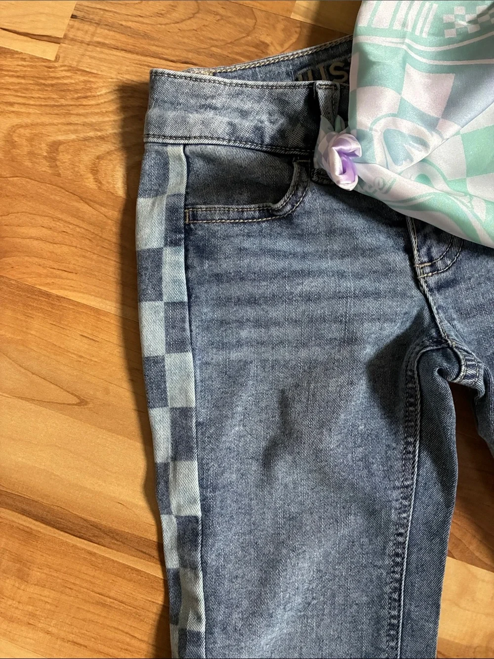 NASCAR x Justice Light Wash Denim Jeans And Bandana - Multiple Sizes